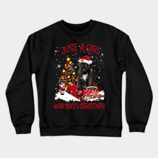 Black French Bulldog Just A Girl Who Loves Christmas Crewneck Sweatshirt